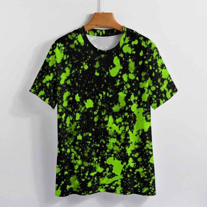 สีเขียวสีsplatter-tเสื้อผู้ชายcool-neonพิมพ์streetwearเสื้อยืดแฟชั่นฤดูร้อนteesแขนสั้นcustom-oversizeเสื้อผ้า