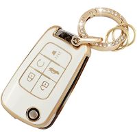 for Chevy Key Fob Cover with Keychain Premium TPU Keys Shells Protector Compatible with Chevrolet Malibu Equinox Cruze Camaro Buick Encore Lacrosse Verano Regal 5 Buttons