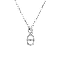 [COD] 0126 Korean version of ins niche design pig nose zircon buckle texture silver necklace clavicle chain female