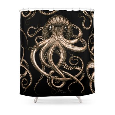 Bronze Kraken Shower Curtain With Hooks Home Decor Waterproof Bath Creative Personality 3D Print Bathroom Curtains