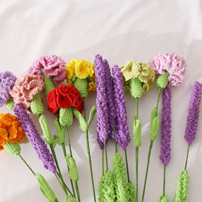 ช่อดอกไม้เทียมถักกิ่งดอกไม้ Carnation,ตกแต่งบ้านขนาด25 × 6 × 25ซม. ดอกเดซี่งานแฮนด์เมด