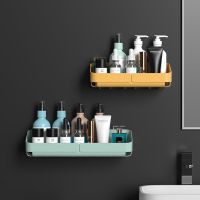 Bathroom Kitchen Wall Mounted Storage Rack Shelf Wall Spice Organizer For Cosmetics Without Drilling Basin Shower Accessory