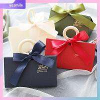 YESMILE 3Pcs มีด้ามจับและริบบิ้น กล่องขนมของขวัญติดประตู สี่เหลี่ยมมุมฉาก ห่อด้วยพลาสติก เคสสำหรับงานแต่งงาน สีสันสดใส สง่างามเรียบหรู กล่องบรรจุของ แต่งงานในงานแต่งงาน