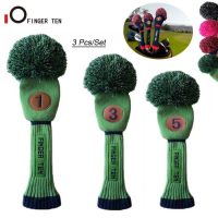 3 Pcs Driver Fairway Hybrid Knit Golf Head Cover Pom Woods Headcovers Black Blue Green Pink for Men Women Drop Shipping