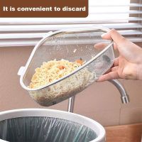 ▦✙✁ Stainless Steel Leftover Drain Basket Multifunctional Triangle Sewer Drainer Rack Practical Hanging/Standing Kitchen Accessories