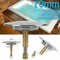 70mm Bathtub Plug Adjustable Bath Pop Up Waste Stopper Plug Flat Seal Brass Home Bathroom Tub Drain Drainer Strainer Accessories