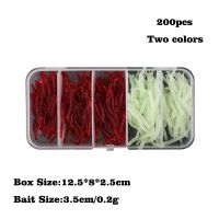 200PCS/Box 35mm Luminous Soft Fishing Bait Sandworm Bread Worm Silicone Artificial Baits Maggot Grub Fish Luya Lure Lures WormsLures Baits