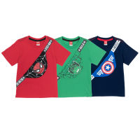 Marvel T-shirt Spider-Man Hulk Captain America  - เสื้อยืดเด็กผู้ชายลายมาร์เวล เสื้อติดกระเป๋า สไปเดอร์แมน ฮัค กับตันอเมริกา สินค้าลิขสิทธ์แท้100% characters studio