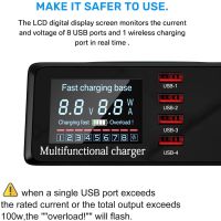 NP จัดส่งฟรี 100W Quick Charge 3.0 PD20W＋7Port ＋Wireless chargingจอแสดงผลLed Fast Charging Station โทรศัพท์มือถือ USB charger