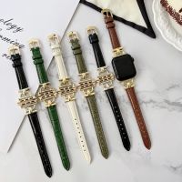 【CHUYANG SHOP】  สายหนังหรูหราสำหรับ Iwatch Series 7 SE 6 5 4 3 Vogue สายนาฬิกาข้อมือที่สง่างามสำหรับแอปเปิ้ลดูวง41มิลลิเมตร45มิลลิเมตร38มิลลิเมตร42มิลลิเมตร44มิลลิเมตร40มิลลิเมตร