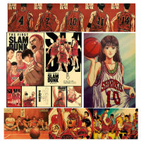 สติกเกอร์โปสเตอร์กระดาษคราฟท์ ลาย Slam Dunk Basketball Hanamichi Takenori Ryouta Hisashi สไตล์วินเทจ สําหรับตกแต่งผนังห้อง