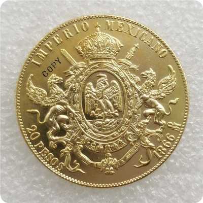 1866เม็กซิโก20เปโซ-Maximiliano ฉันคัดลอกเหรียญ LYB3816ธนาคารเงิน
