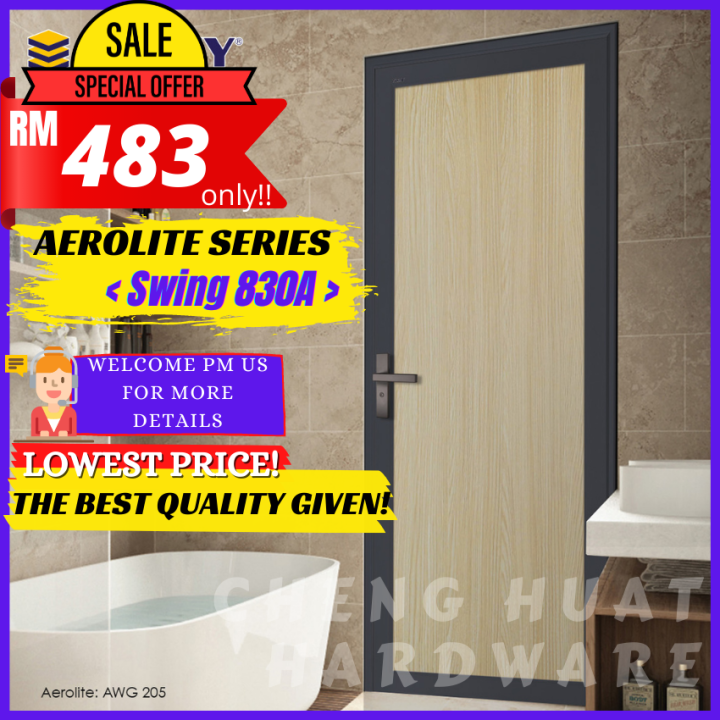 Vitally Swing Door Aluminium Frame 830A Pintu Tandas Aerolite Series