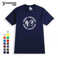 Animal Liberation - Human Liberation" Letter Print T-Shirt Personality Gesture Tshirt Boutique 16 Colors Pure Cotton Unisex Tee