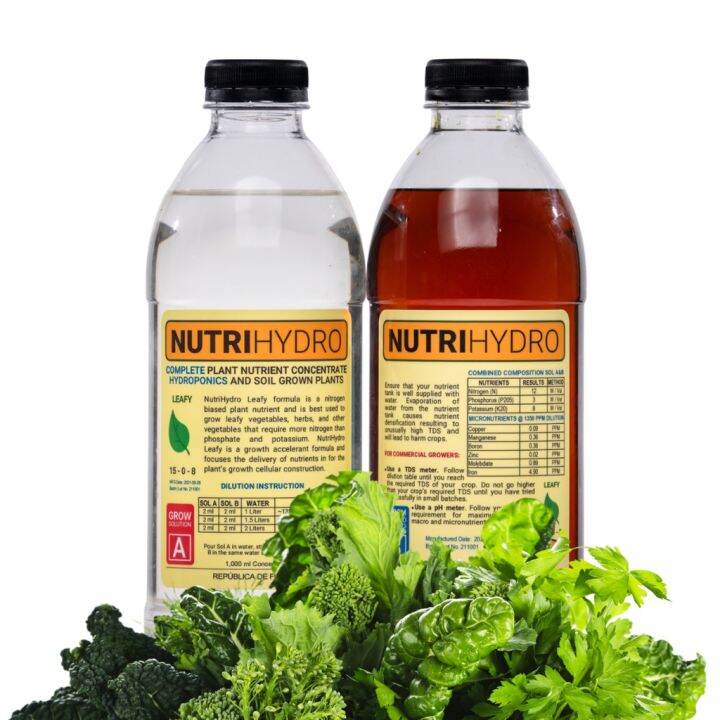 NutriHydro Leafy Greens Nutrient Solution Concentrate Nutsol for Hydroponics Potted plants