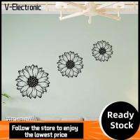 V-ELECTRONIC 3Pcs ธีมดอกทานตะวัน ศิลปะบนผนังดอกไม้โลหะ สีดำสีดำ ติดผนังแบบติดผนัง ตกแต่งผนังดอกทานตะวัน สร้างสรรค์และสร้างสรรค์ ง่ายต่อการทำความสะอาด ดอกไม้ตกแต่งบ้าน สำหรับห้องน้ำบ้านไร่ห้องนั่งเล่นห้องครัวโฮมออฟฟิศ