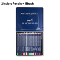 24 Colors Set Watercolor Pencils Drawing Sketching Art Painting Brush Hnadle Comic Graffiti Wooden Colored Pencil With Metal Box Drawing Drafting