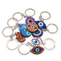 1PCS Lucky Evil Eye PVC Keychain Car Keychain Charms Key Ring Kabbalah Hand Fatima Metal Accessories for Kids Gift Party Favor