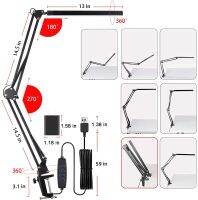 LED Desk LampAdjustable Metal Swing Arm Desk Lamp with ClampEye-Caring Architect Desk Light3 Color Modes with Memory Function