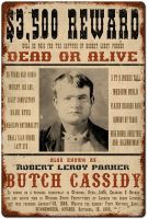 Lupeishop Vintage Butch Cassidy ป้ายดีบุกโลหะ Wall Art Decor สำหรับห้องนั่งเล่น Coffee Bar Home Gifts