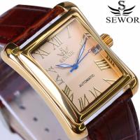 ZZOOI New SEWOR Top Brand Luxury Rectangular Men Watches Automatic Mechanical Watch Roman Display Antique Clock Relogio Wrist Watch