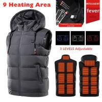 【CW】 Electric Heated Hooded Thermal Jacket USB Charging Adjustabe Heating Warmer Hiking Warm