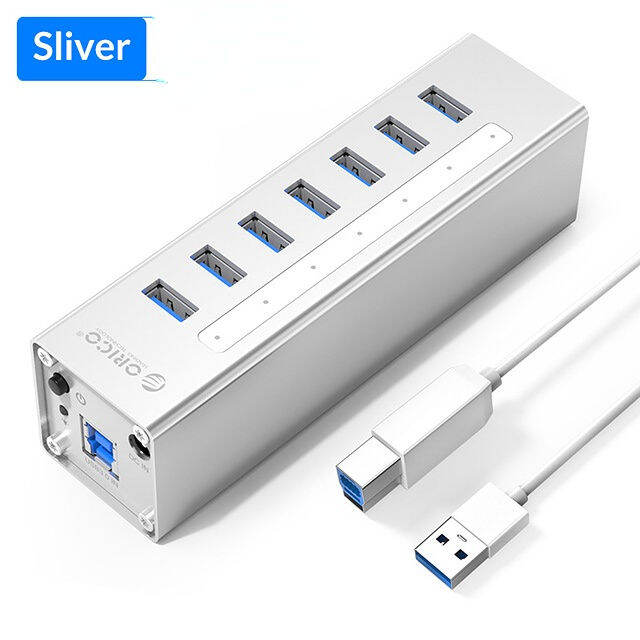 อลูมิเนียม-orico-ฮับ3-0-usb-พอร์ต4-7-10ความเร็วสูงพร้อมตัวแยกการชาร์จ-bc1-2อะแดปเตอร์ที่รองรับไฟ12v-สำหรับ-macbook