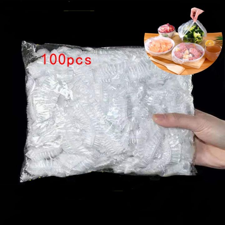 100pcs-disposable-food-cover-kithchen-refrigerator-fruit-food-stretch-leftovers-protection-flim-dustproof-bowls-cups-caps-bag