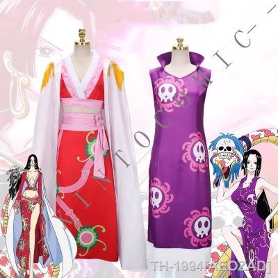 AEOZAD Hancock-Traje คอสเพลย์ One Piece para Mulheres Vestido de Kimono Vermelho เซ็กซี่ Boa ปาร์ตี้ฮาโลวีน อะนิเมะประสิทธิภาพ