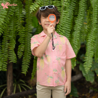 Kids Oversized Summer Shirt เสื้อฮาวายลายดอกคูน ทรง Oversized  มาพร้อมกระเป๋าด้านซ้าย จากผ้า Light Cotton 100% ถูกทอให้เนื้อบาง สัมผัสนุ่ม ใส่สบายในฤดูร้อน