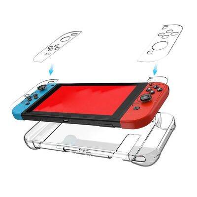 【lz】❇✧  Estojo transparente de cristal destacável para Nintendo Switch capa traseira clara dura saco ultra fino estojos NS