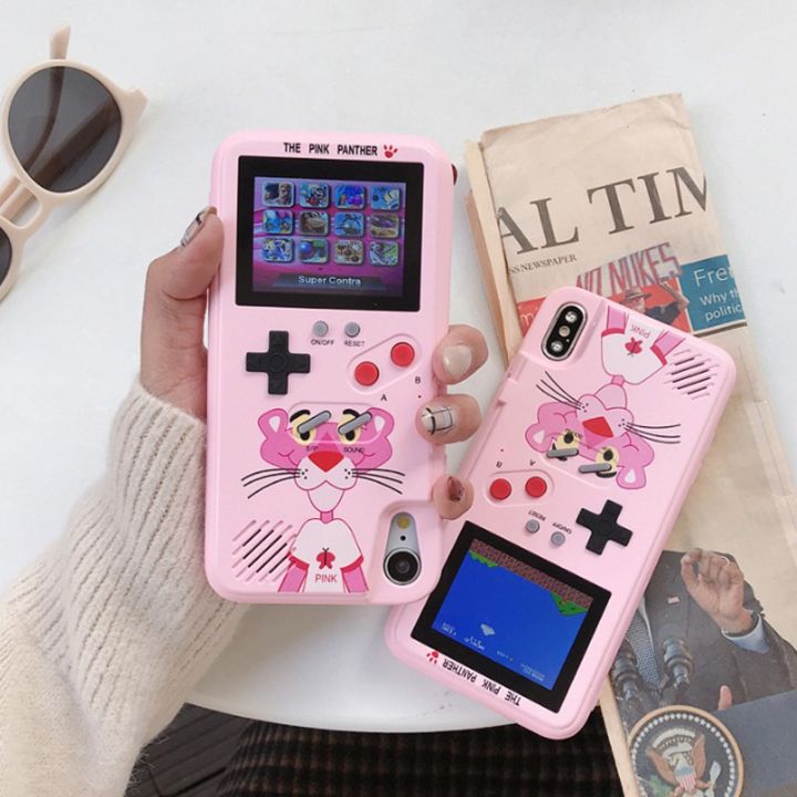 Color Screen Retro Tetris Gameboy Phone Cases Pink Panther case For Iphone  11 pro Max X XR XS Max 6 6S 7 8 Plus 