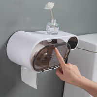 Multifunction Wall-mounted Roll Paper Tissue Box Storage Box Free Punch Waterproof Rack With Hook Household Bathroom Accessories