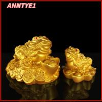 ANNTYE1 ทองสีทอง เงินคางคก เรซิน ของขวัญนำโชค เหรียญกบสีทอง Feng Shui นำ ฟอร์จูนเดอร์ กบงานฝีมือ เครื่องประดับบนโต๊ะ