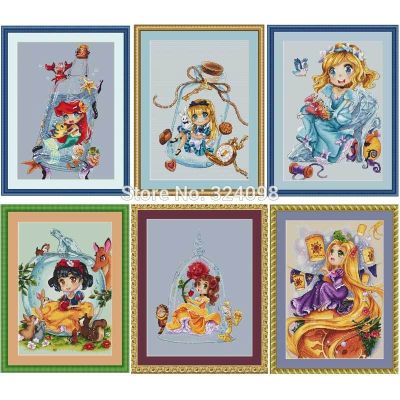 【hot】▫◄►  princess patterns Counted 11CT 14CT Aida Chinese Kits Embroidery Needlework Sets
