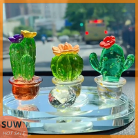 ? SUW 4pcs handmade Resin Cactus figurines เครื่องประดับมินิเครื่องประดับยานพาหนะขนาดเล็ก