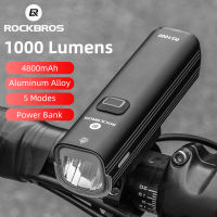 ROCKBROS 1000 Lumens ไฟจักรยาน MTB จักรยานถนน LED ไฟหน้า USB ชาร์จไฟฉายโคมไฟ4800มิลลิแอมป์ชั่วโมงขี่จักรยานอุปกรณ์