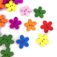 50/100pcs Colorful Flower Wooden Buttons (2 holes button) Sewing Buttons DIY Craft 15mm Haberdashery