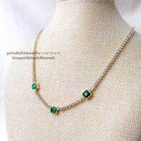 Monica necklace TINARI cz diamond green white stainless สร้อยคอ สร้อยเพชรcz เขียว ของขวัญ สร้อย ชุดออกงาน ของขวัญ