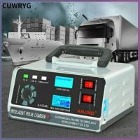 CUWRYG เครื่องจั๊มสตาร์ทรถยนต์ชาร์จเร็วตรวจจับแบตเตอรี่12V/24V เครื่องชาร์จแบตเตอรี่ซ่อมชีพจรอัตโนมัติหยดอุปกรณ์ตกแต่งรถยนต์