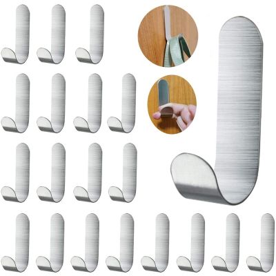 【YF】 5pcs Self Adhesive Hooks Heavy Duty Stainless Steel Wall For Hanging Jackets Kitchenware Bathrobes Bath Towels