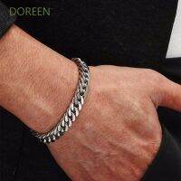 d363218 Doreen สร้อยข้อมือสแตนเลสสีเงินสไตล์พังก์ฮาราจูกุ 10 มม. สําหรับผู้ชายและผู้หญิง