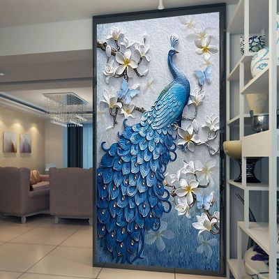[hot]Custom Photo Wallpaper Murals 3D Embossed Peacock Flower Hallway Entrance Hall Wall Decor Mural Wall paper Papel De Parede 3D