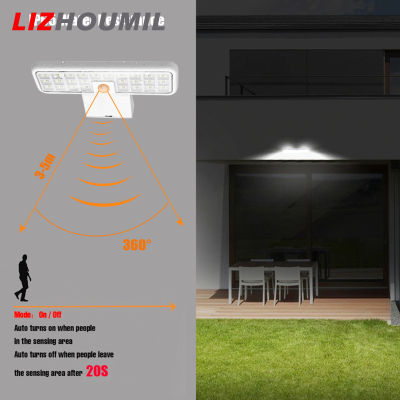 ไฟ Led พลังงานแสงอาทิตย์โคมไฟติดผนังแบบหมุนได้360องศาพร้อมเซ็นเซอร์ตรวจจับการเคลื่อนไหว Pir LIZHOUMIL