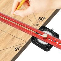 Woodworking Scriber Compass Angle Scoring Ruler T-Type Ruler Aluminum 360° Line Drawing Marking Gauge DIY Measuring Tools