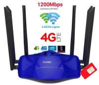 4G Router เราเตอร์ ใสซิม ปล่อย Wifi 2.4G+5G,สัญญาณแรง 6 High Gain Antennas Stronger Signal