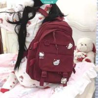 Sanrio Hello Girl Schoolbag Cartoon Cute Backpack Pudding Dog Kuromi Backpack Travel Bag Girl Schoolbag [GM]