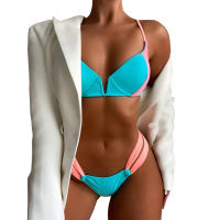 Bikini New Summer Patchwork Bikini Set Low Waist Swimwear Women zilian Bathing Suit y Swimsuit Female zilian Biquini