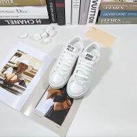 miu miuˉStreaming style~explosive style made of old white shoes womens 2023 new retro casual lace-up all-match sneakers