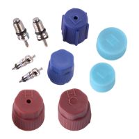 10pcs/Set Car AC A/C System Cap &amp; Valve Cores Rapid Seal Kit MT2909 VC 2909 26783 for Air Conditioning Service Refrigerant Valve Stems  Caps  Adapters